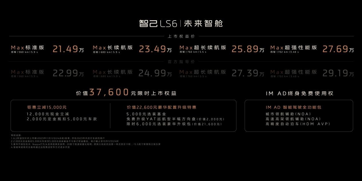 金晨代言！“超级爆品”智己LS6正式上市，售价21.49万元起(图2)