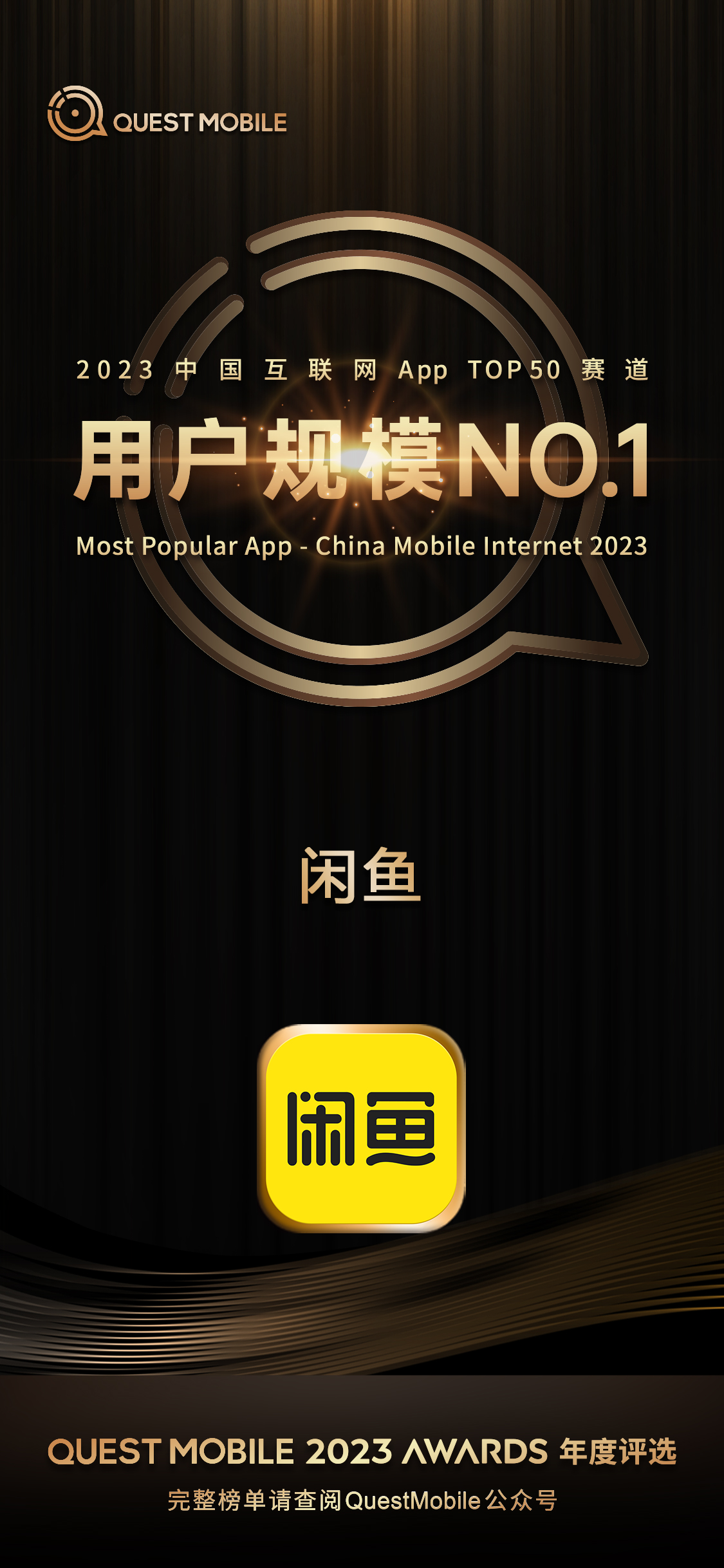 2023中国互联网“TOP50赛道”用户规模NO1APP出炉 闲鱼再度登榜