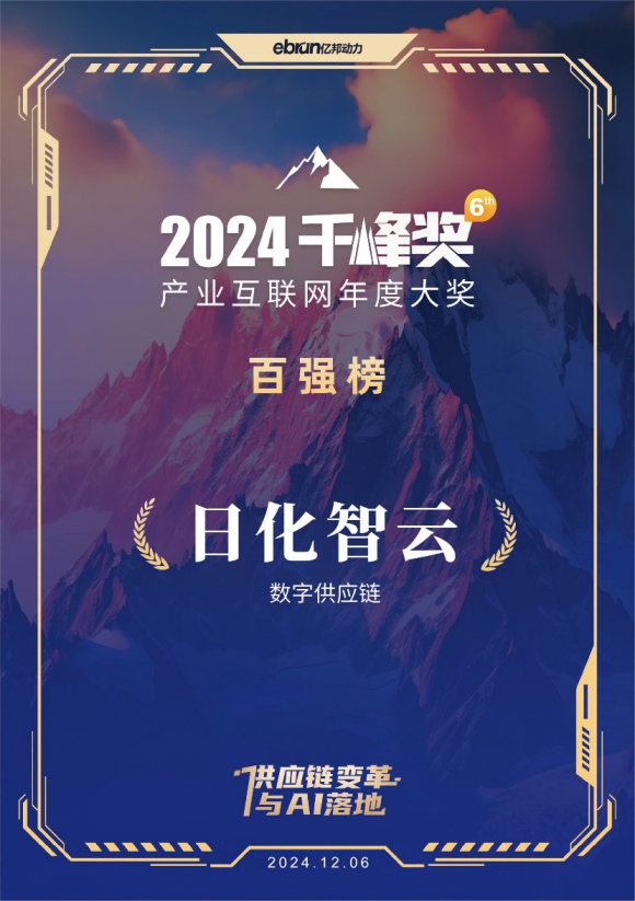 千峰竞秀 立白日化智云获2024年产业互联网峰会“千峰奖--产业互联网百强”荣誉