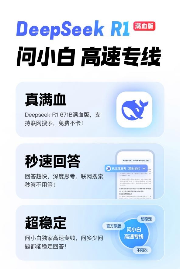 接入DeepSeek-R1满血版,问小白成“Deepseek难民”完美替代方案